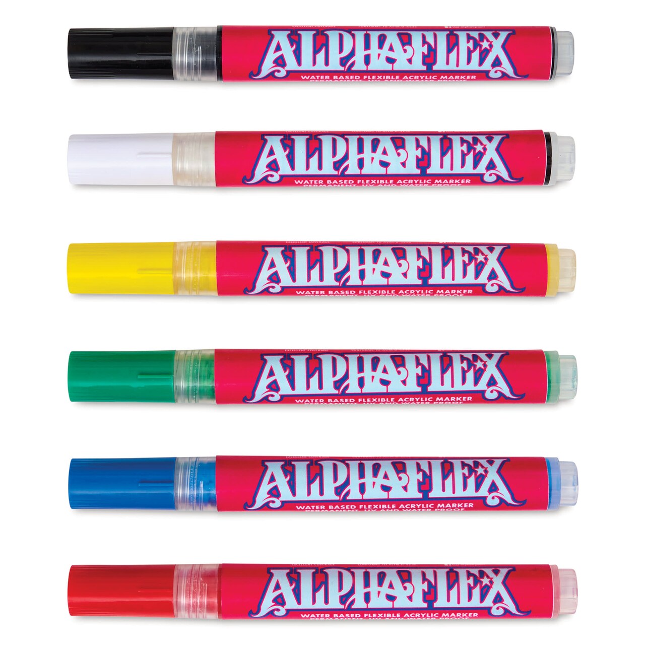 Alpha6 AlphaFlex Textile and Leather Paint Markers - Assorted Colors, 4 mm, Set of 6
